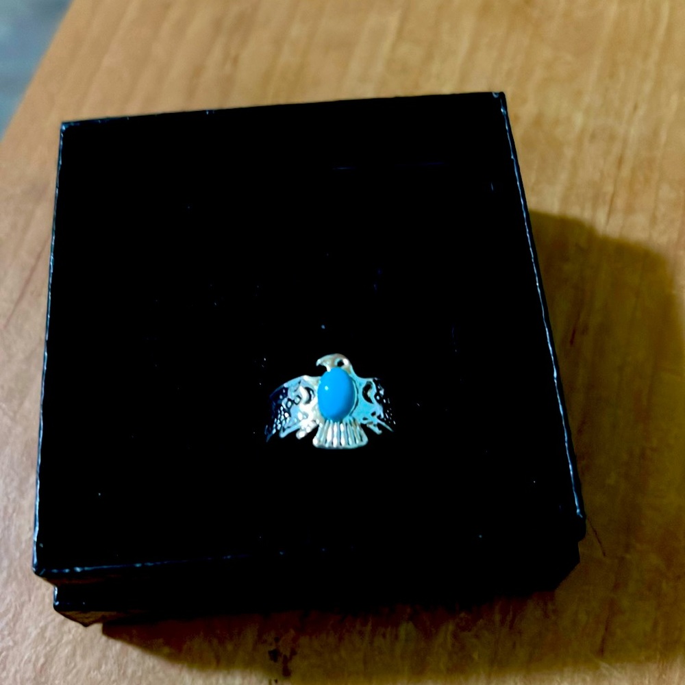 Bohemian Eagle ring with faux turquoise.